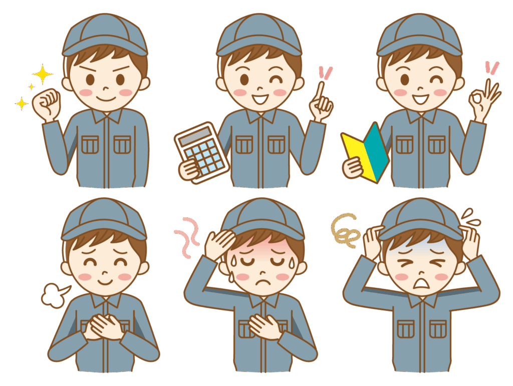 現場で図面を前に途方に暮れる若手技術者を、ベテランが根気強く指導する様子。経験の浅い担当者との協働をサポートします。