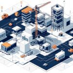 OSHMSを主とした安全管理体制を都市の構築イラストで表現した